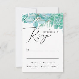 Elegant vattenfärg mintgröna blommande suckulenter OSA kort
