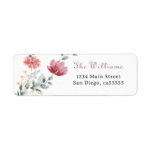 Elegant, vattenfärg, moderna vilda blommor adress