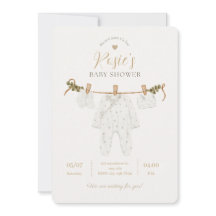 Elegant vattenfärg neutral baby shower inbjudan