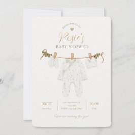 Elegant vattenfärg neutral baby shower inbjudan