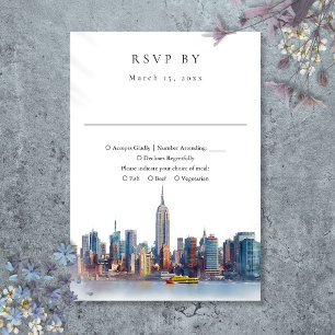 Elegant vattenfärg New York bröllop OSA Kort