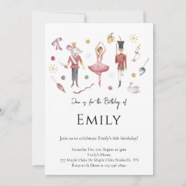 Elegant Vattenfärg Nutcracker Jul Birthday Inbjudningar