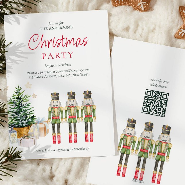 Elegant Vattenfärg Nutcrackers jul Party Julkort (Skapare uppladdad)