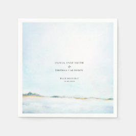 Elegant Vattenfärg Oceanen Beach-kusten Bröllop Pappersservett