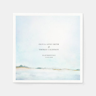 Elegant Vattenfärg Oceanen Beach-kusten Bröllop Pappersservett