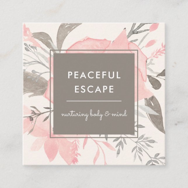 Elegant  vattenfärg och smak | med Social | Fyrkantigt Visitkort (Framsida)