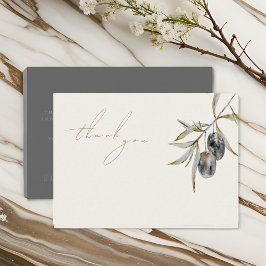 Elegant Vattenfärg Olive Gren Memorial Tack Anteckningskort