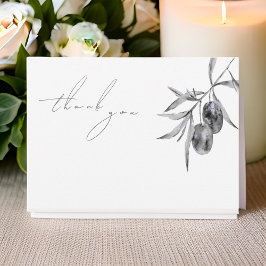 Elegant Vattenfärg Olive Gren Memorial Tack Anteckningskort