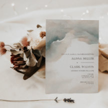 Elegant Vattenfärg Painterly Abstrakt Bröllop