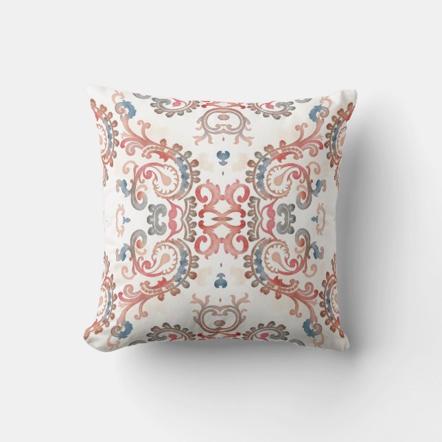 Elegant vattenfärg paisley kastkudde kudde (Framsida)