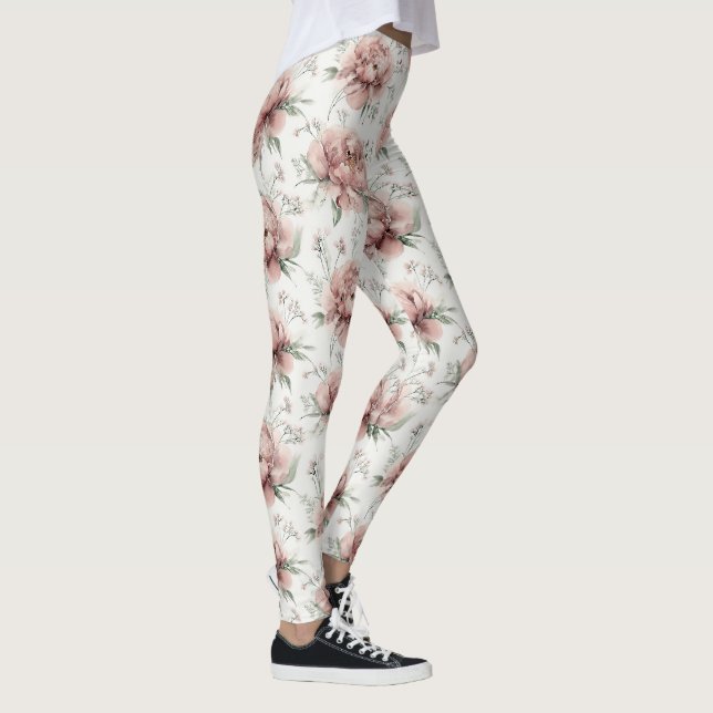 Elegant vattenfärg Päron Blommig Mönster Leggings (Höger)