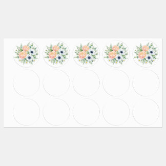 Elegant vattenfärg päron och vit anemone blomster klistermärke