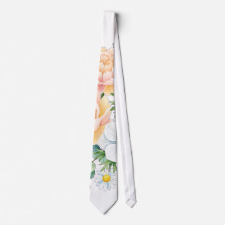 Elegant vattenfärg päron och vit anemone blomster slips
