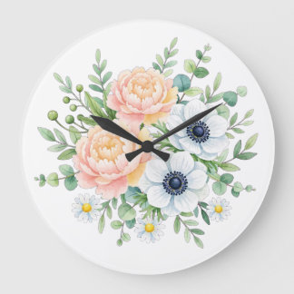 Elegant vattenfärg päron och vit anemone blomster stor klocka