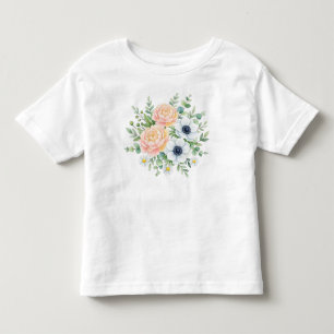 Elegant vattenfärg päron och vit anemone blomster t shirt