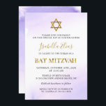 Elegant Vattenfärg Pastel Lila Guld Bat mitzvah Inbjudningar<br><div class="desc">Elegant Vattentärsfärg Pastel Lila Guld Bat mitzvah inbjudan</div>