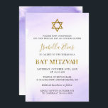 Elegant Vattenfärg Pastel Lila Guld Bat mitzvah Inbjudningar<br><div class="desc">Elegant Vattentärsfärg Pastel Lila Guld Bat mitzvah inbjudan</div>