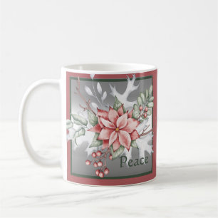 Elegant vattenfärg poinsettia anpassad jul Hol Kaffemugg
