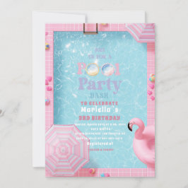 Elegant vattenfärg pool fest 3-års födelsedag fl inbjudningar
