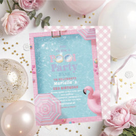 Elegant vattenfärg pool fest 3-års födelsedag fl inbjudningar