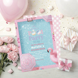 Elegant vattenfärg poolparty 4-års födelsedag flic inbjudningar