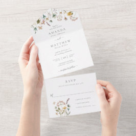 Elegant vattenfärg pressade blommor bröllop