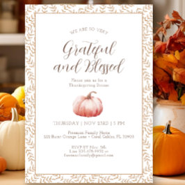 Elegant vattenfärg pumpa Thanksgiving-inbjudan Inbjudningar