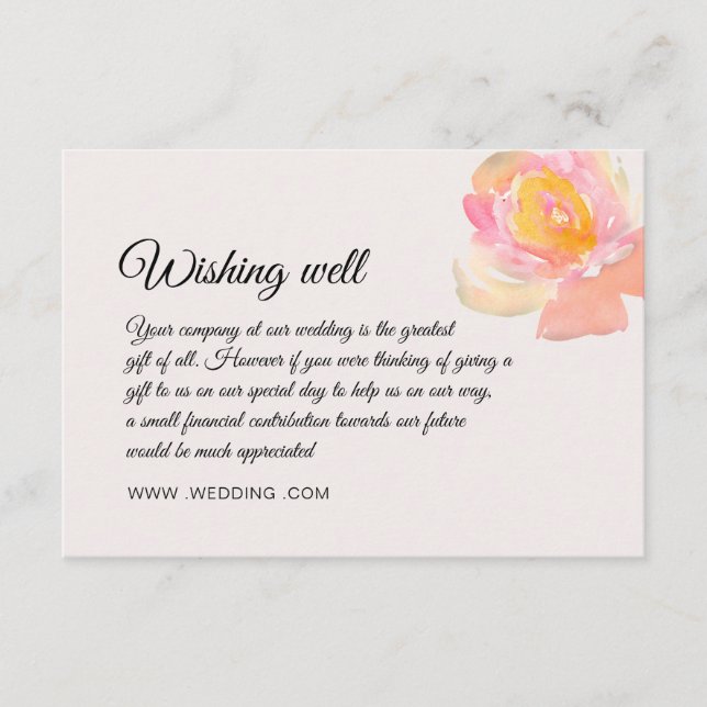 Elegant vattenfärg ro Bröllop Wishing well Encl Tilläggskort (Framsida)