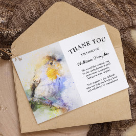 Elegant Vattenfärg Robin Begravning Minneshögtid Tack Kort