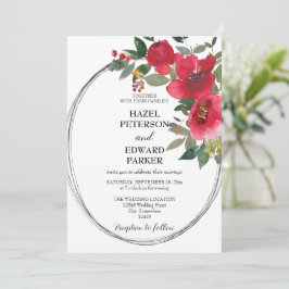 Elegant vattenfärg röd ros blomsterbröllop inbjudningar