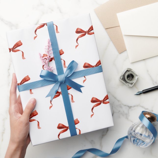 Elegant vattenfärg röd slinga jul presentpapper (Gifting)