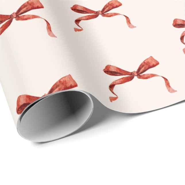Elegant vattenfärg röd slinga jul presentpapper (Rullad Hörn)
