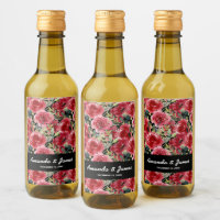 Elegant vattenfärg röda blommor svart bröllop mini
