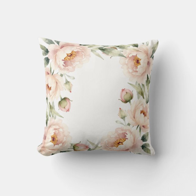 Elegant vattenfärg rodnad peony blomsterbakgrund kudde (Framsida)