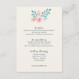 Elegant vattenfärg rosa blommig detalj inkuderings tilläggskort