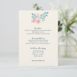 Elegant vattenfärg rosa blommig detalj inkuderings tilläggskort