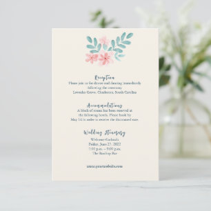 Elegant vattenfärg rosa blommig detalj inkuderings tilläggskort