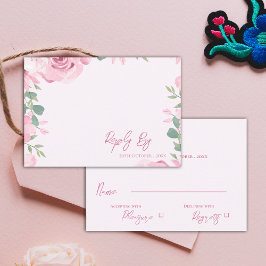 Elegant Vattenfärg Rosa Blommigt Bröllop OSA Kort