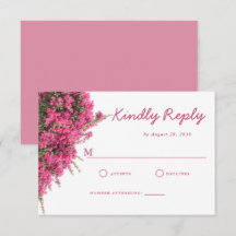 Elegant vattenfärg rosa Bougainvillea bröllop