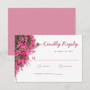 Elegant vattenfärg rosa Bougainvillea bröllop OSA Kort