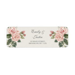 Elegant Vattenfärg  Rosa ros Bröllop Adress Returadress Etikett