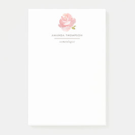 Elegant vattenfärg rosa ros post-it block