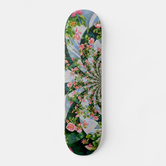 Elegant, vattenfärg rosa ros skateboard bräda 20,5 cm (Framsida)