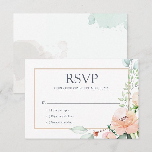 Elegant vattenfärg rosapink blomster OSA kort (Fram/baksida)