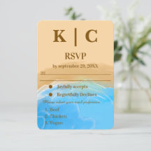 Elegant vattenfärg RSVP-kort för strandbröllop