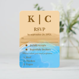 Elegant vattenfärg RSVP-kort för strandbröllop