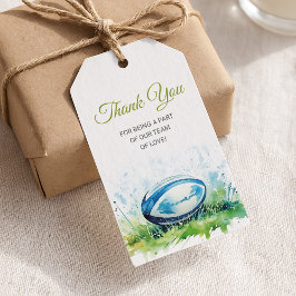 Elegant vattenfärg Rugby Baby Shower Presentetikett