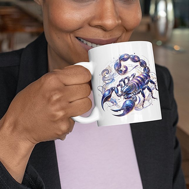 Elegant Vattenfärg Scorpio Zodiac Anpassningsbar M Kaffemugg (Skapare uppladdad)