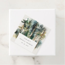 Elegant vattenfärg skog bröllopsdusch gåvor etiketter