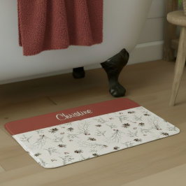 Elegant Vattenfärg Skogs Vinterbär Monogram Badrumsmatta
